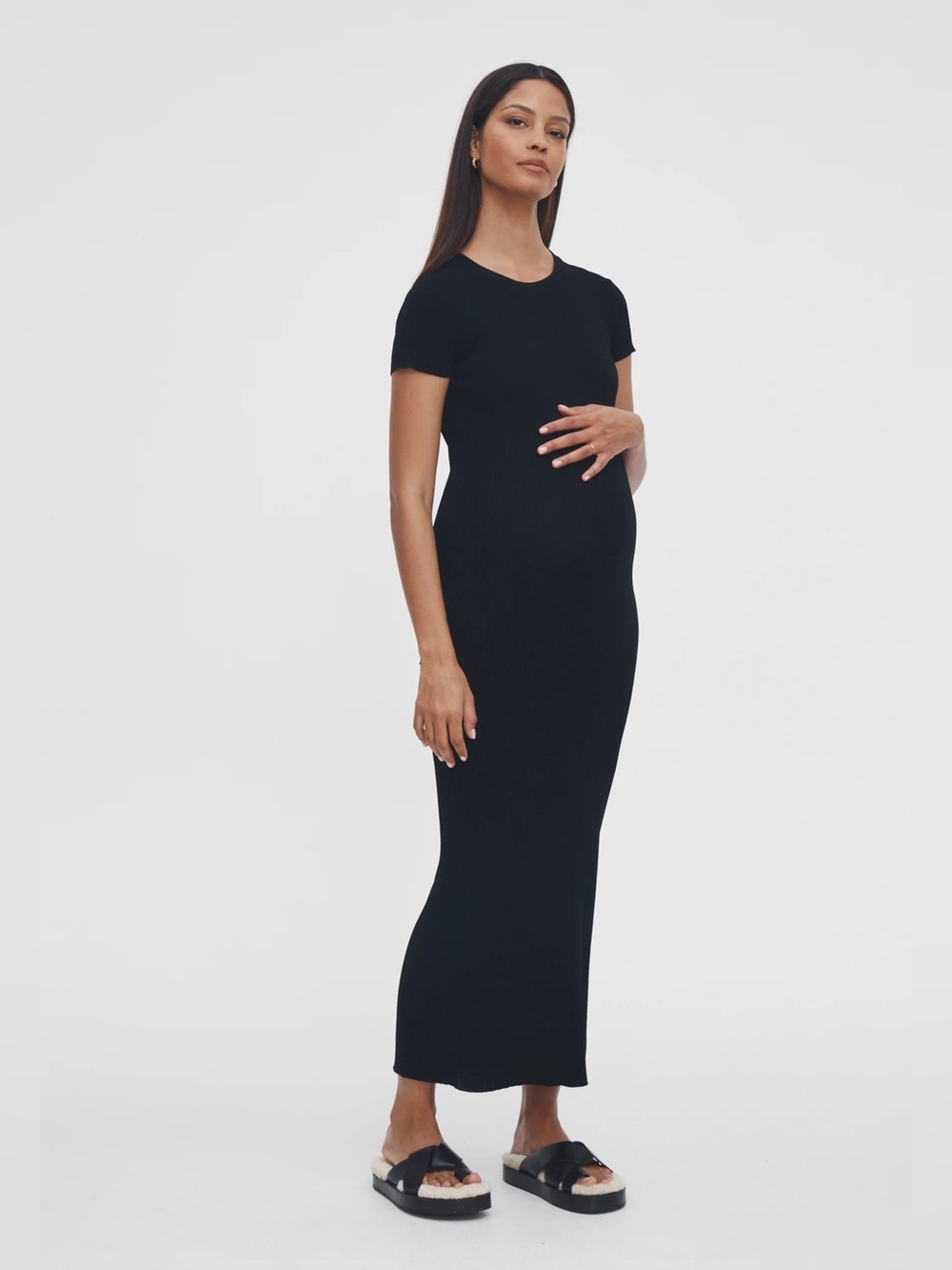 NWT Legoe Heritage Formentera Ribbed Maxi Dress Black Size 2 / Large